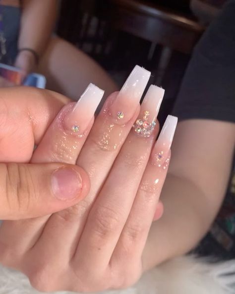 Nail Designs With Rhinestones, Hoco Nails, Ombre Nail, Nails Design With Rhinestones, Ombre Nail Designs, Nail Shapes, Rhinestone Nails, Ombre Nails, Nails Ideas