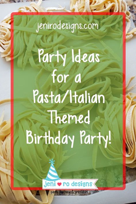 Pasta night birthday celebration with personalized printables! Fun printable decor to dress up a fun night of pasta making or a celebration of an Italian food lover! jenirodesigns.com Italian Themed 50th Birthday, Italian Restaurant Birthday Party, Italian Themed Party Games, Italian Party Games, Pasta Party Decorations, Pasta Making Party, Italy Themed Birthday Party, Italian First Birthday Party, Italian Party Decorations Decor Ideas