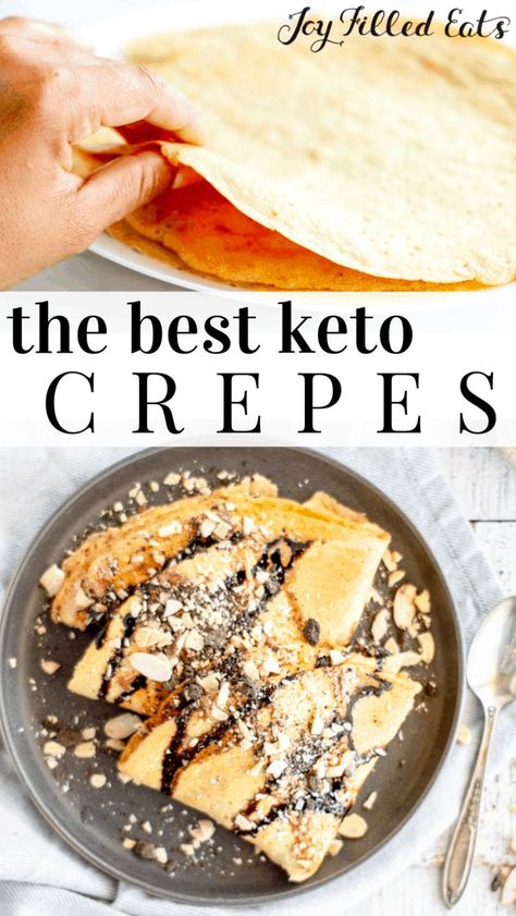 Strawberries And Ice Cream, Healthy Crepes, Joy Filled Eats, Keto Friendly Desserts, Recetas Keto, Almond Joy, Crepe Recipes, Low Carb Recipes Dessert, Low Carb Breakfast