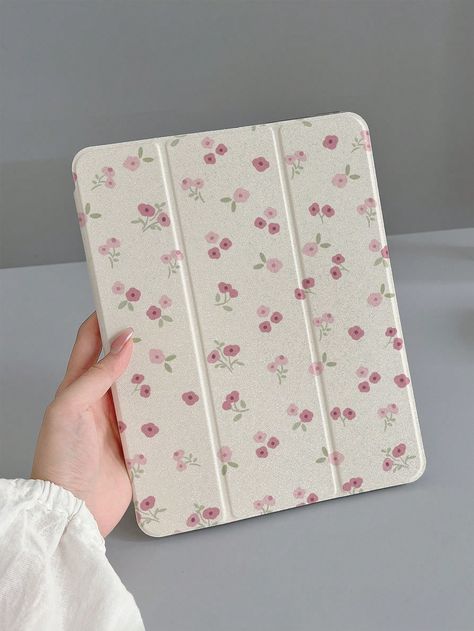 1pc Fashionable Pink Ditsy Floral Pattern TPU Soft Case Full Protection Tablet Cover (Without Pen), Compatible With Apple IPad Multicolor    TPU  Tri-Fold Pad Case   Cases, size features are:Bust: ,Length: ,Sleeve Length: Shein Ipad Case, Casing Ipad, Apple Tablet, Ditsy Floral Pattern, Printable Wall Collage, Cute Ipad Cases, Apple Ipad Case, Ipad Hacks, Custom Ipad