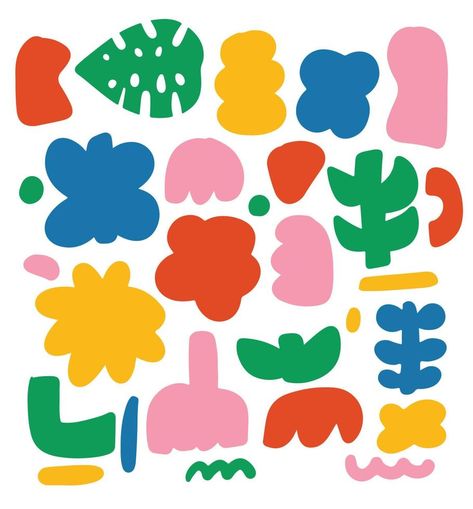 Organic Shape Flower Stuff Simple Colorful Pattern Hand Drawn Suitable for Fabric Flower Shapes Drawing, Abstract Shapes Pattern, Organic Shape Pattern, Shape Patterns Design, Organic Doodles, Simple Shapes Design, Organic Shapes Drawing, Simple Shapes Drawing, Organic Shapes Design Art