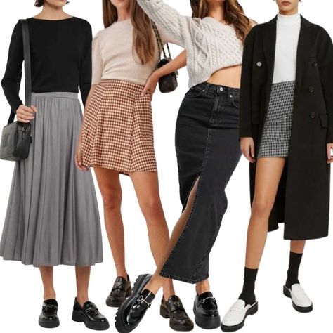 How to Wear Loafers Outfits - A Woman's Guide on what to wear with loafers Jeans With Black Loafers Women, Loafers For Women Outfit Curvy, What To Wear With Platform Loafers, Black Loafers With Skirt, Ways To Style Loafers, Styling Loafers With Dresses, How To Style Loafers Women Dress, Loafers With Midi Skirt, Chunky Loafer Dress Outfit