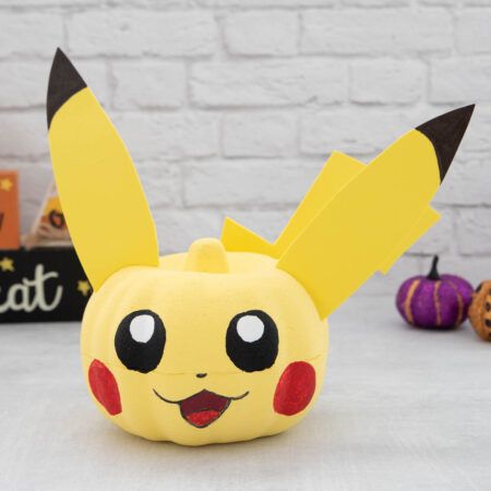 Pikachu Pumpkin - Fun Money Mom Pikachu Pumpkin, Pumpkin Inspo, Yellow Crafts, Red Crafts, Fun Money, Foam Pumpkins, Halloween Activities For Kids, Acrylic Craft Paint, Black Sharpie