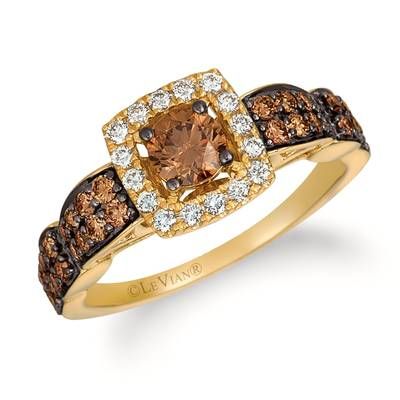 14K Honey Gold™ Ring with Chocolate Diamonds® 7/8 cts., Vanilla Diamonds® 1/5 cts. Levian Chocolate Diamonds Rings, Chocolate Waterfall, Chocolate Jewelry, Levian Chocolate Diamonds, Chocolate Diamond Ring, Gold Stock, Jewelry Advice, Chocolate Diamonds, Le Vian