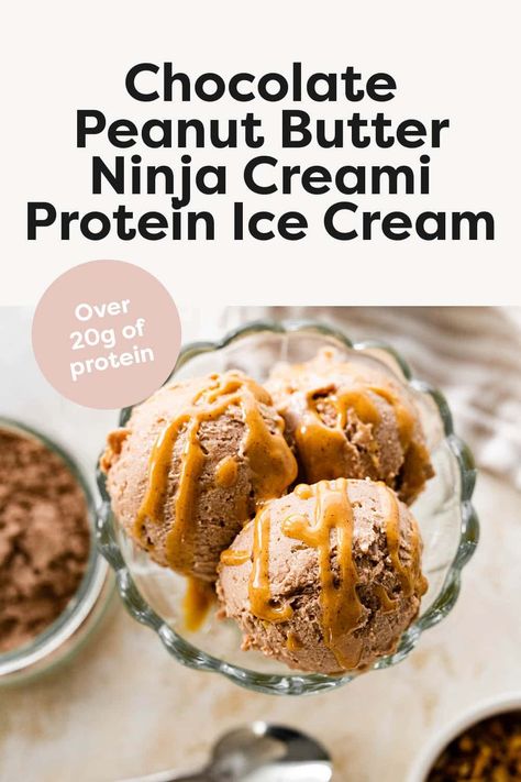 Make healthy protein ice cream in your Ninja Creami with this simple recipe. It’s super creamy, loaded with chocolate peanut butter goodness and packed with over 20 grams of protein. Nina Creamy Recipes, Ninja Creami Protein Ice Cream Recipe Dairy Free, Protein Ice Cream Ninja Cream, Creami Protein Ice Cream, Healthiest Nut Butter, Ninja Creamy, Ninja Ice Cream Recipe, Greek Yogurt And Peanut Butter, Protein Ice Cream Recipe