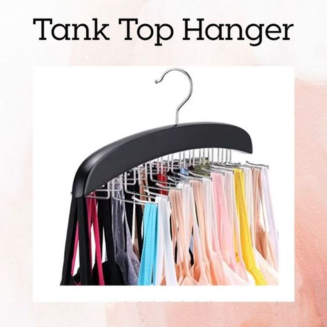 CLICK THE PHOTO TO SHOP! || tank top hanger, home organization, closet organization, the home edit, closet hack, home blogger Hanging Tank Tops In Closet, The Home Edit Closet, Home Edit Closet, Tank Top Organization, Hanging Tank Tops, Home Organization Closet, Tank Top Hanger, Hanger Closet, Organization Closet