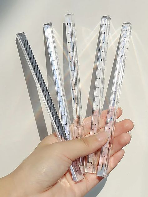 Clear Ruler, Studying Stationary, Pretty School Supplies, Stationery Obsession, Cute Stationary School Supplies, Triangle Ruler, Cute School Stationary, Stationary Items, Kawaii School Supplies