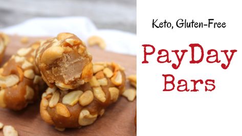 Keto Payday Bars Recipe, Keto Payday Bars, Keto Payday Candy Bars, Homemade Payday, Payday Bars, Payday Candy, Payday Candy Bar, Bars At Home, Candy Bar Recipe