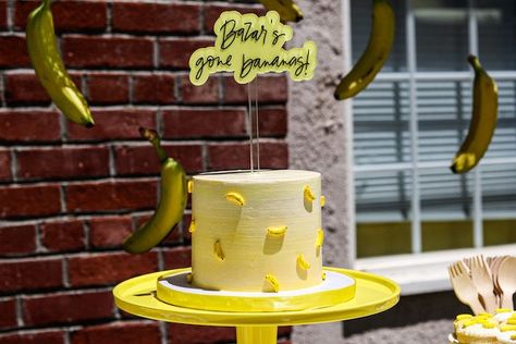 Banana Themed Birthday Cake, Banana Themed Cake, Banana Decorated Cake, Banana First Birthday Party, Banana Theme Cake, Banana Birthday Theme, Banana Themed Birthday Party, Banana Cake Decoration, Bananas Birthday Party