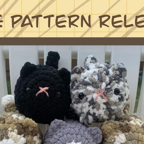 Maggie on Instagram: "🤍 First Pattern Release 🤍    This is a free pattern so feel free to use it! I’d love to see your design so if you decide to do this pattern please send it to me!!    Once again, thank you so much to the pattern testers! I was kind of nervous to post my first call, but these people have made it seamless. I am grateful!!!  If you have any questions at all, feel free to message me. You can also sell them if you want but please credit me with the pattern!   Hope you love these kitties 💕💕  #crochet #crochetamigurumi #crochetpattern #freepattern #crochetfreepattern #patternrelease #newpattern #cat #crochetcat #crochetanimal #crochetinspiration #cute #crochetlove #crochetideas #catlover #crochetdesign" Amigurumi Patterns, Crochet Fluffy Cat Free Pattern, Crochet Cat Loaf Pattern Free, Crochet Patterns Free Stuffed Animals, Fluffy Cat Crochet Pattern, Crochet Animals Free Patterns Cat, Chunky Cat Crochet Pattern, Call Crochet Ideas, Cat Plush Crochet Pattern Free