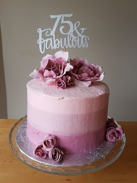 75th birthday cake Gum paste flowers Cakes For 75th Birthday Mom, Cake 75th Birthday For Women, 75 Th Birthday Cake Designs, 75 And Fabulous Birthday Cake, Birthday Cake 75 Year Old, 75 Cake Birthday, 75th Birthday Cakes For Mom, 75th Birthday Ideas For Mom Cake, 75th Bday Cake