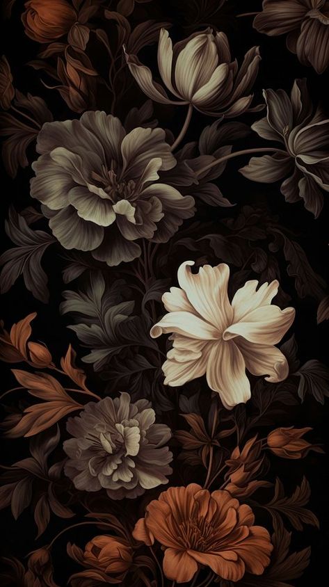 Dark Plant pattern wallpaper flower plant backgrounds. | premium image by rawpixel.com Floral Black Wallpaper, Witchy Apple Watch Wallpaper, Dark Floral Design, Dark Moody Flowers, Dark Floral Wallpaper Iphone, Dark Colors Background, Computer Wallpaper Dark, Dark Pattern Wallpaper, Wallpapers Iphone Black