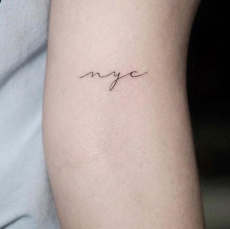 New York Inspired Tattoo Small, New York Symbols Tattoo, Fine Line New York Tattoo, Simple Nyc Tattoo, New York Tattoo Ideas Small, Small Nyc Tattoo Ideas, Small New York Tattoo, Ever Since New York Tattoo, New York Inspired Tattoo