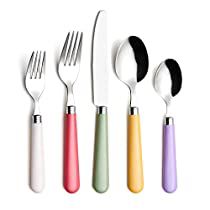 Check this out! Cute Silverware, Colorful Cutlery, 2025 Kitchen, Corelle Dishes, Cutlery Set Stainless Steel, Plastic Ware, Outdoor Food, Salad Fork, Dinner Fork