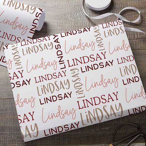 Name Wrapping Paper, Custom Gift Wrapping Paper, Personalized Wrapping Paper, Pillow Packaging, Wood Card Box, Wrapping Paper Storage, Xmas Gift Wrap, Personalization Mall, Personalised Wrapping Paper