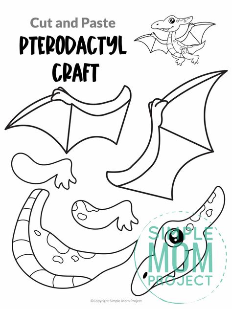 Pteradactyl Crafts, Triceratops Craft, Pterodactyl Craft, Dinosaur Cut Outs, Homeschooling Lessons, Build A Dinosaur, Dinosaur Crafts Preschool, Dinosaur Template, Simple Mom Project