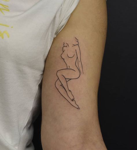 Pin Up Girl Tattoo, Silhouette Tattoos, Inspiration Tattoos, Tattoos Geometric, Tattoo Women, Pin Up Tattoos, Tattoo Girls, Line Art Tattoos, Small Tattoos For Guys