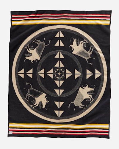 Native American Artist Designed Blankets | Pendleton Pendleton Wool Blanket, Native American Blanket, Sioux Tribe, Pendleton Blanket, Four Directions, Pendleton Woolen Mills, Medicine Wheel, Native American Artists, Cooling Blanket