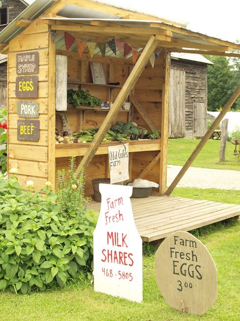 Our farmstand is open Monday-Saturday!           Sign up for our newsletter-find out what is growing on the farm!  We email once a week dur... Farmers Market Stand, Farm Fresh Milk, Produce Stand, Vegetable Stand, Farm Gate, Homestead Farm, Farm Business, Farm Store, Market Garden