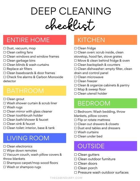 This is the ULTIMATE deep cleaning checklist for your entire house PLUS a printable that goes room by room. This gives you an easy to follow, step by step guide for cleaning your home plus tips and how-tos for doing so. Even if your house is incredible dirty + messy, this will transform your space WITHOUT feeling overwhelmed! This gives you the checklist + hacks you need to know to clean your home and keep it looking good. This will give you a schedule and routine that you can follow & stick to. Step By Step Cleaning House, Cabin Cleaning Checklist, Deep Cleaning House Checklist For Maid, Cleaning List By Room Step By Step, Deep Cleaning House Checklist By Room, Cleaning Step By Step, House Deep Clean, Deep Cleaning House Checklist, House Checklist