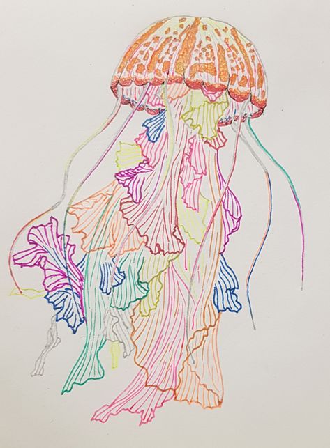 Colored Pen Artwork, Coloured Pens Drawing, What To Draw With Gel Pens, Drawing Ideas With Gel Pens, Multi Colored Pen Drawing, Colored Fineliner Art, Color Pen Drawing Ideas, Posca Pen Designs, Colorful Pen Sketches