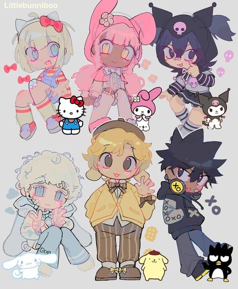 Cinnamoroll X Kuromi, Sanrio Characters As Humans, Kuromi Matching Pfp, Kuromi Matching, Characters As Humans, As Humans, Sanrio Characters, Matching Pfp, Hello Kitty