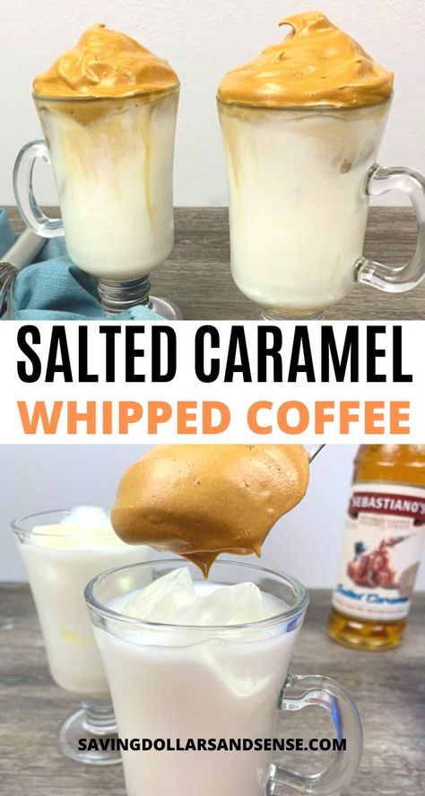 Carmel Coffee, Whipped Coffee Recipe, Caramel Drinks, Nonalcoholic Drinks, Whipped Coffee, Creamer Recipe, Family Projects, Caramel Syrup, Caramel Latte