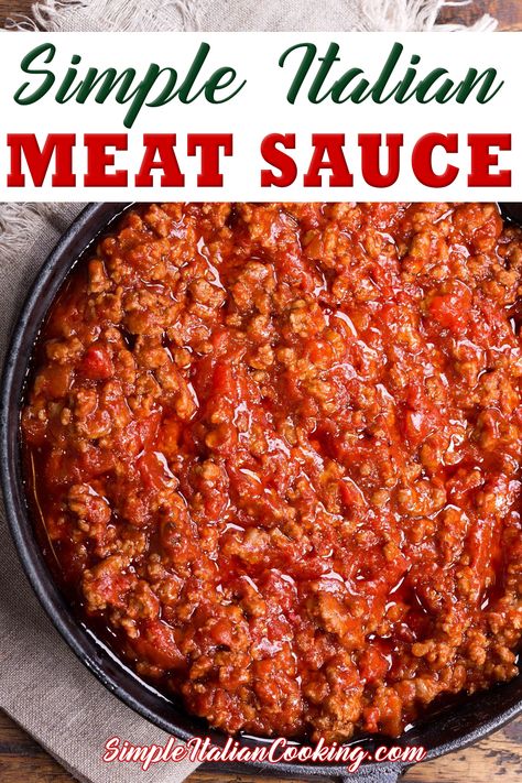 Grandmas Pasta Sauce, Ground Beef Meat Sauce Recipe, Homemade Italian Meat Sauce, Pasta And Meat Sauce Recipe, Beef Pasta Sauce Recipes, Easy Pasta Meat Sauce, Quick Meat Sauce, Quick Meat Sauce Ground Beef, Simple Meat Sauce Ground Beef