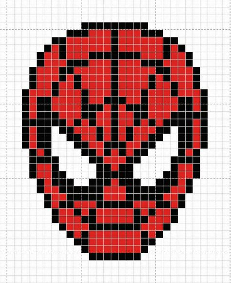 Spiderman Knitting Pattern, Spider Man Quilt Pattern, Spiderman Quilt Pattern, Spiderman Crochet Tapestry, Spider Man Pixel Art Grid, Marvel Crochet Blanket, Spiderman Beanie Crochet Pattern Grid, Pixel Art Pattern Spiderman, Beaded Spiderman