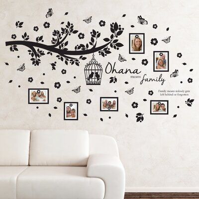 Transform your room with the stunning Family Tree Wall Decal. Ebern Designs' high-quality self-adhesive stickers are quick to apply and can be easily removed and repositioned without damage. | Ebern Designs Family Tree Wall Decal Vinyl in Black, Size 72.0 H x 43.0 W in | Wayfair | Home Decor Family Tree Mural, Family Tree Wall Sticker, Family Tree Photo Frame, Family Tree Wall Art, Family Tree Photo, Tree Mural, Family Tree Wall Decal, Family Tree Wall, Tree Wall Stickers