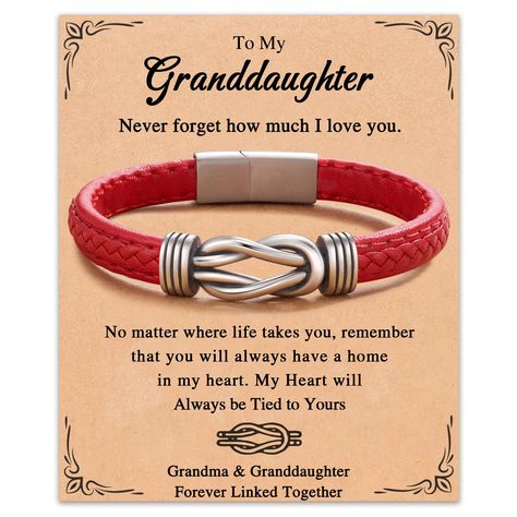 PRICES MAY VARY. [ Forever Link Together Bracelet ]: The link charm symbolizes "forever link together", bring it to your granddaughter, and whenever and wherever she sees the bracelet on her wrist, she'll be reminded that your love will always be there for her, and feel your heart are tied, grandma and granddaughter forever linked together [ Granddaughter Gifts from Grandma ]: The color red symbolizes luck and protection, and comes in a trendy bracelet design, great as granddaughter birthday gif 16th Birthday Gifts For Girls, 18th Birthday Gifts For Girls, Granddaughter Jewelry, Valentines For Daughter, Trendy Bracelet, The Color Red, Long Distance Relationship Gifts, Granddaughter Birthday, Sweet 16 Gifts