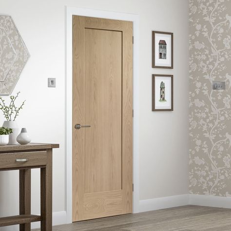 Bespoke Pattern 10 Oak 1 Panel Door - Prefinished. #bespokedoor #internaldoor #moderndoor Hallway Doors, 1 Panel Door, Mexico House Ideas, House Hallway, Oak Interior Doors, Contemporary Interior Doors, Oak Door, Elegant Doors, Internal Door