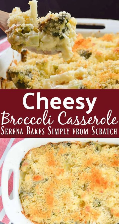 Cheesy Broccoli Casserole | Serena Bakes Simply From Scratch Broccoli Casserole Recipe, Thanksgiving Casserole Recipes, Broccoli Cauliflower Casserole, Easy Holiday Side Dishes, Cheesy Broccoli Casserole, Thanksgiving Casserole, Casserole Side Dishes, Broccoli Recipes Casserole, Homemade Cheese Sauce