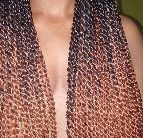 Natural Brown Ombre Senegalese Twists with Jumbo Braid hair! Want this color ombre? Check this out... http://s.click.aliexpress.com/e/nIqJiEaAY Ombre Twists Senegalese, Ombre Twists, Wanda Woodward, Ombre Senegalese Twist, Ombré Braids, Birthday Braids, Braids Colors, Weave Ideas, Brown Braids