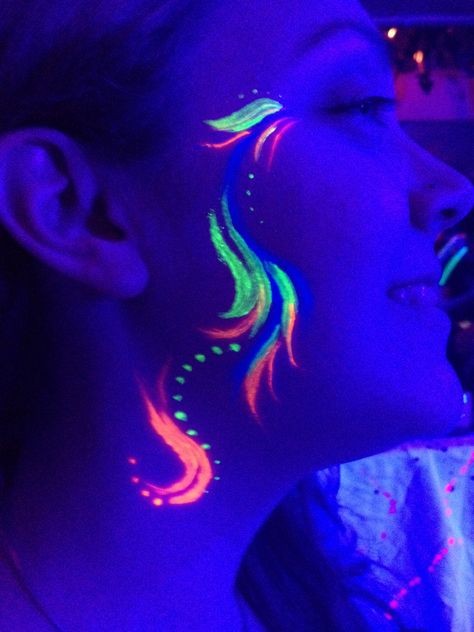 Rave Face Paint, Glow Face Paint, Uv Face Paint, Neon Face Paint, Uv Party, Uv Makeup, Glitter Bar, Glow Paint, Neon Birthday