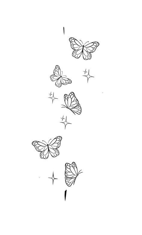 Butterfly Tattoo Vintage, Butterfly Rib Tattoo Stencil, Stages Of Butterfly Life Cycle Tattoo, Butterfly Designs Tattoo, Flowers And Butterfly Drawing, 111 Butterfly Tattoo, Butterfly With Cross Tattoo, Flying Butterflies Tattoo, Butterfly Trail Tattoo