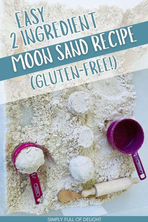 easy 2 ingredient moon sand recipe gluten free Moon Sand Recipe 2 Ingredients, Nannying Activities, Moon Sand Recipe, Moon Dough, Diy Moon Sand, Sand Recipe, Sands Recipe, Fizzy Moon, Diy Moon