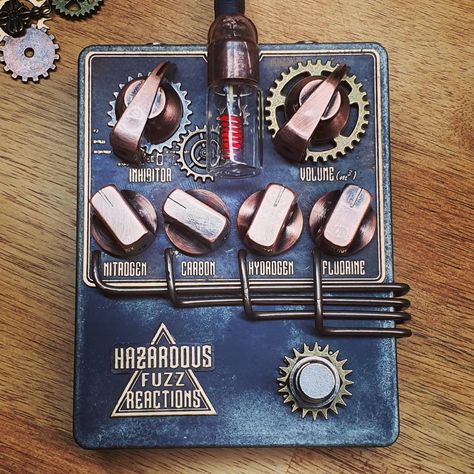 Germanium steampunk fuzz factory guitar pedal. #diyguitarpedals #steampunk Steampunk Guitar, Fuzz Pedal, Entrance Furniture, Guitar Pedal, Guitar Pedals, Effects Pedals, Sounds Like, Entrance, Sound