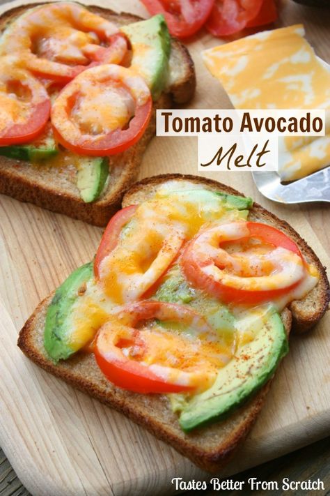 Tomato Avocado Melt Tomato Avocado Melt, Avocado Melt, Menu Sarapan Sehat, Kid Approved Meals, Tomato Avocado, Good Eat, Avocado Recipes, Best Breakfast, I Love Food