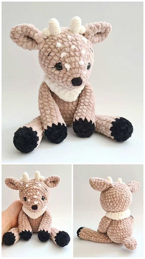 Crocheted Stuffed Animals, Crochet Ornament Patterns, Christmas Crochet Patterns Free, Crochet Deer, Easy Crochet Animals, Crochet Xmas, Crochet Sweaters, Crochet Animals Free Patterns, Crochet Design Pattern