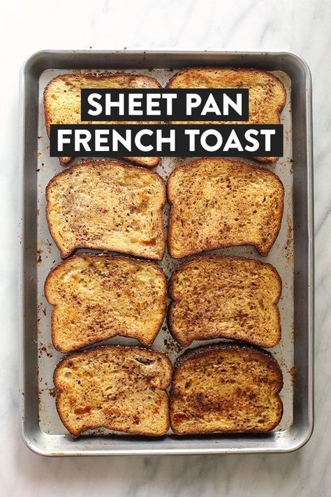 Baking French Toast, Pan French Toast Easy Recipes, Sheet Pan French Toast Recipe, Baked Brioche French Toast, Sheet Pan French Toast, Bake French Toast, Pan French Toast, Toast Videos, Easy Baked French Toast