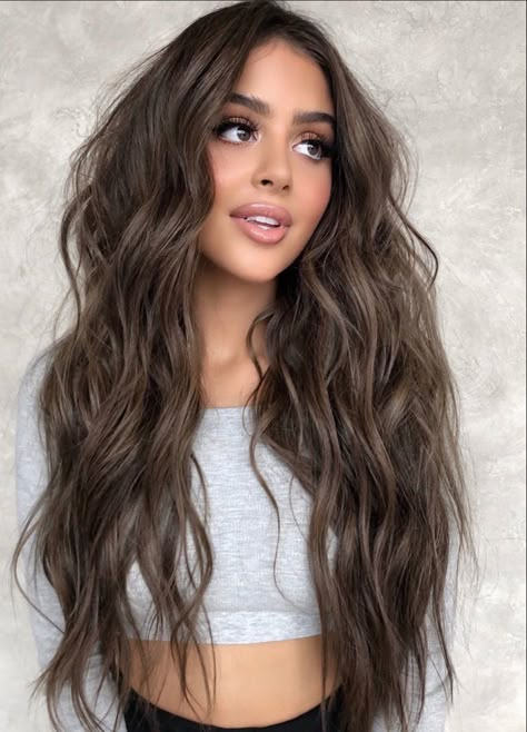 Brown Hair Inspiration, Bombshell Hair, Brown Hair Shades, Dark Brunette Hair, Brown Hair Inspo, Brunette Hair With Highlights, Chocolate Hair, Vlasové Trendy, Long Hair Color