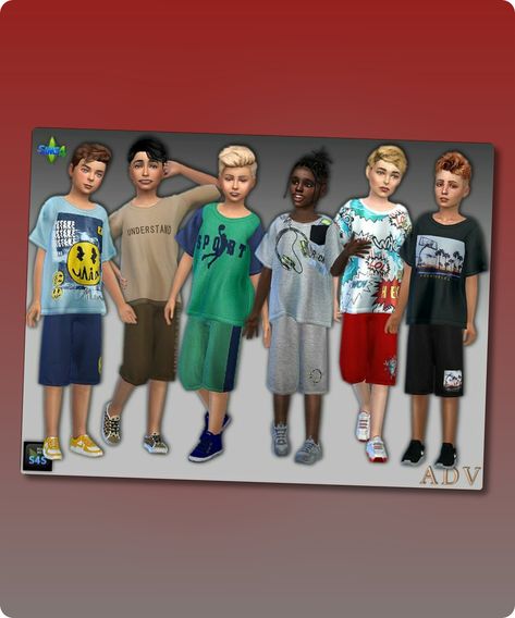 Sims 4 Clothing CC: T-Shirts And Pants For Boys Boys Sims 4 Cc, Sims 4 Cc Download, Pants For Boys, Baggy Shorts, Baggy Clothes, Best Sims, Sims 4 Clothing, Baggy Pant, Sims 4 Cc