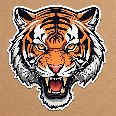 Tiger Graphic Design, Logo Tiger, Tiger Sticker, Lion Artwork, Tiger Graphic, Digital Art Drawing, Cat Tat, Tiger Illustration, Tiger Logo