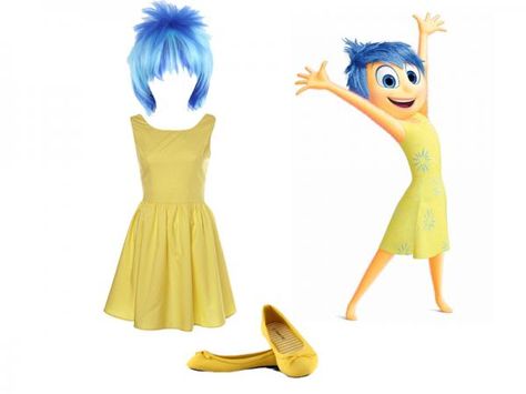 How to make a Joy from Inside Out costume Joy Hair Inside Out, Joy Halloween Costume Diy, Joy Inside Out Costume Diy, Joy Halloween Costume, Joy Inside Out Costume, Kenna Marie, Joy From Inside Out, Joy Costume, Inside Out Costume