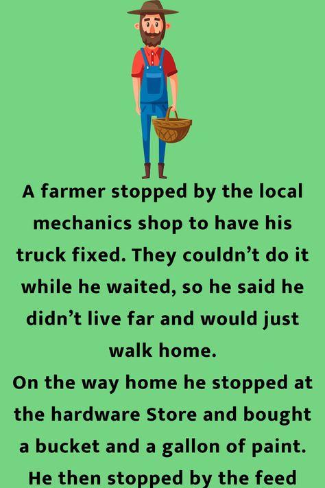 A farmer stopped by the local mechanics shop to have his truck fixed. They couldn’t do... Farm Jokes Farmers, Farmer Jokes, Funny Truck Quotes, Mechanic Memes Funny, English Jokes, Farm Humor Memes, Mechanic Humor, Witty One Liners, Funny Video Clips