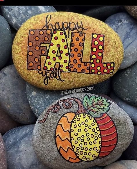 Painting Rocks Ideas Easy Fall, Fall Rocks Painting, Fall Stone Painting, Fall Themed Rock Painting, Thanksgiving Stone Painting, Painted Rocks Fall Theme, Rock Painting Fall Ideas, Painted Rocks For Fall, Thanksgiving Painted Rocks Ideas