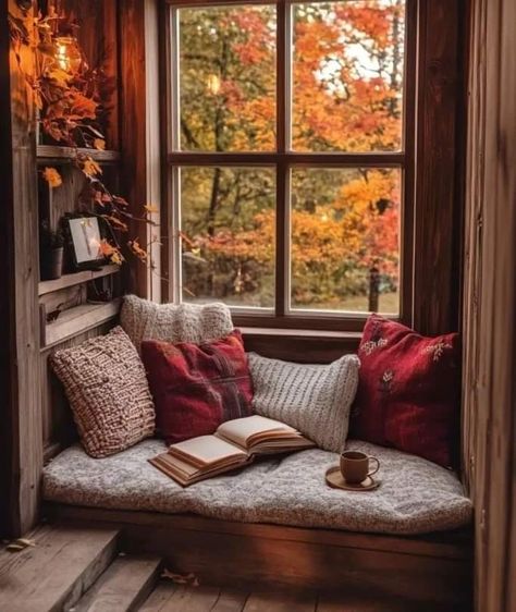 Nook Inspiration, Eclectic Interior Design, Fall Reading, Cozy Autumn, Comfort And Joy, Dream Apartment, Cozy Reading Nook, Autumn Vibes, Eclectic Interior