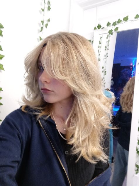 60s Shag Hair, Wolfcut Fluffy Hair Long, Layered 80s Haircut, 80s Layers Hair, Feathered Blonde Hair, Modern Shag Haircuts Medium Shaggy Hairstyles Curtain Bangs, 80s Layered Hair With Bangs, Shoulder Length 90s Blowout, 70s Haircuts Medium Lengths