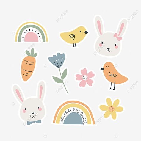 easter,sticker,element,cute,cartoon,rabbit,easter clipart,holiday,celebration,cute clipart,sticker clipart,decoration,rabbit clipart,happy,easter vector,ornament,bunny,spring,color,season,sticker vector,symbol,flower,chick,easter day,easter decor,easter ornament,pastel,bullet journal,mood tracker,lovely,decal,decor,childish,hand drawn,line,carrot,rainbow,easter bunny,badge,easter sticker Easter Stickers Aesthetic, Easter Cartoon Drawings, Cute Spring Illustration, Easter Stickers Free Printables, Rabbit Illustration Cute, Spring Color Season, Easter Rabbit Illustration, Easter Clipart Cute, Easter Kawaii